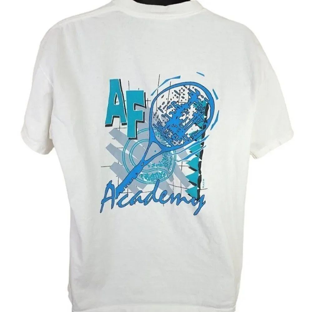 Air Force Academy Tennis T Shirt Vintage 90s Military School Made In USA Mens XL